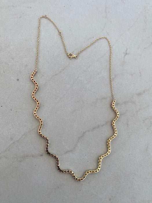 14K Gold Wavy Rainbow Sapphire Necklace