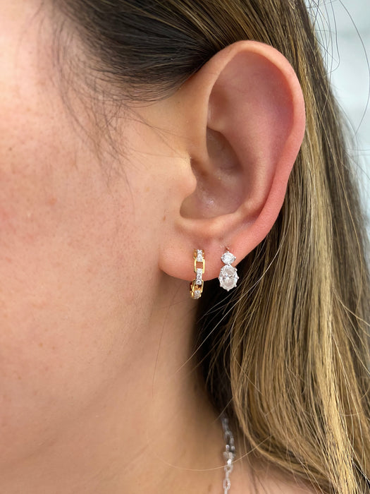 14K Two-Tone Gold Diamond Mariner Huggie Earrings