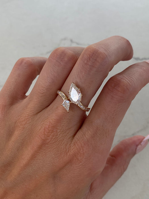 14K Step-Cut Pear & Kite Lab Diamond Bypass Ring
