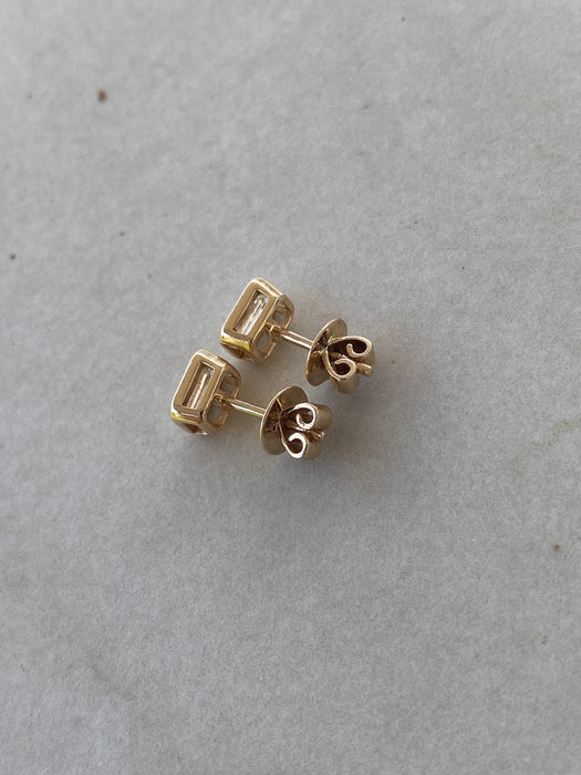 14K Gold Bezel-Set Emerald-Cut Lab Diamond Stud Earrings – 1.04 TCW- IGI