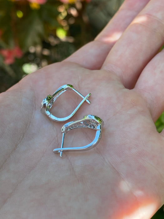 14k white gold diamond huggie earrings