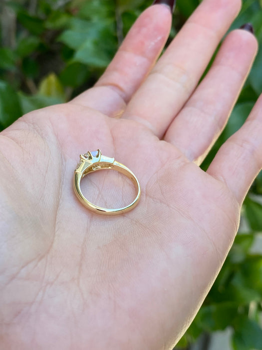 18k double emerald cut baguette diamond ring size 5.25