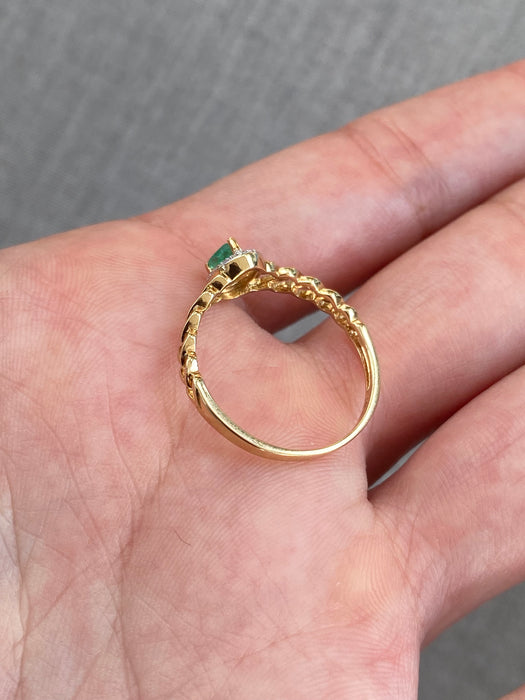 14K Emerald & Diamond Halo Ring