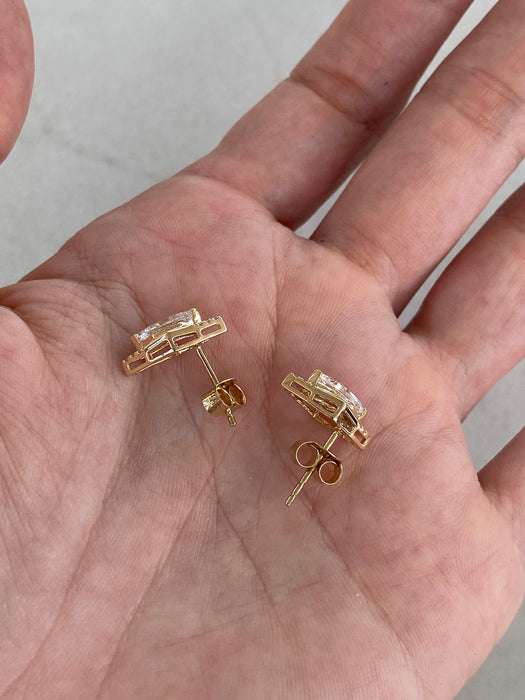 14K 1.6 TCW Dutch Marquise Lab Diamond Stud Earrings