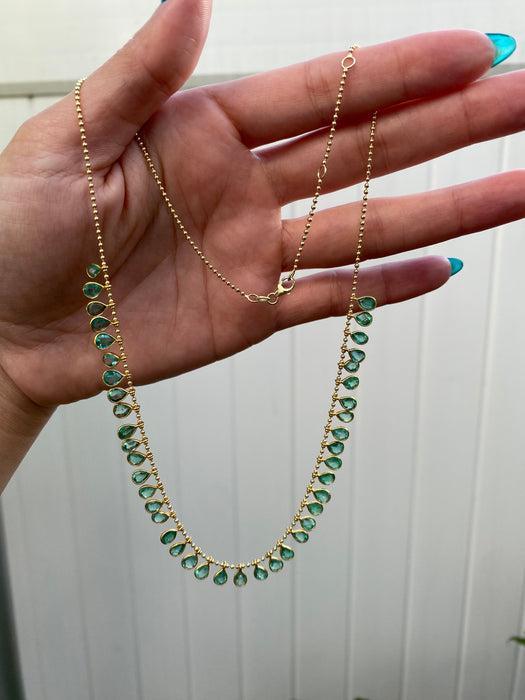 14k emerald bead necklace 18”