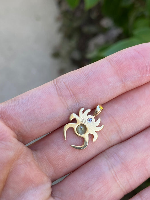 18k diamond peridot spider charm