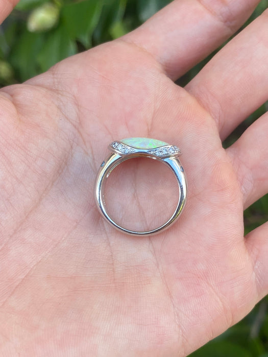 Platinum opal diamond ring size 7