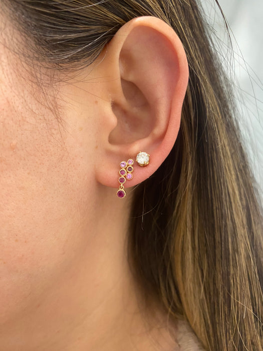 14K Rose Gold Ruby & Pink Sapphire Drop Earrings