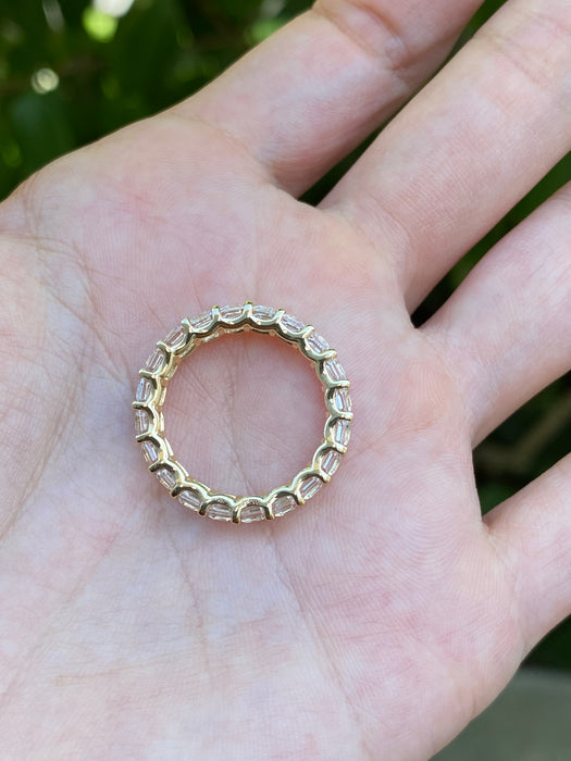 14k white topaz emerald cut eternity ring size 6.5