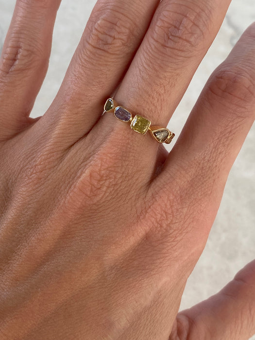14K Gold Fancy Color Diamond Bezel Ring – 1.06 TCW