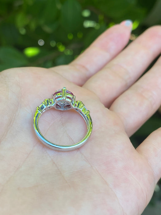 Platinum 900 diamond ruby ring size 6.75