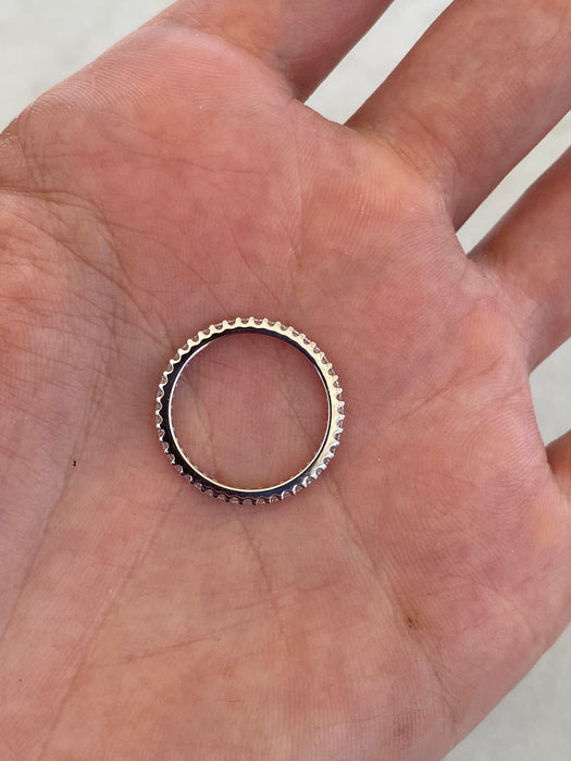 Vintage 18K White Gold Vintage Natural Diamond Eternity Ring | Size 4.5