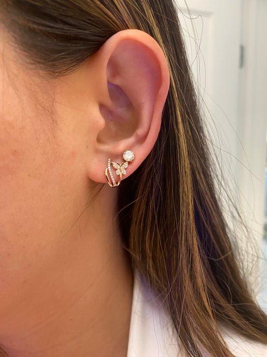 14k Rose Gold Diamond Butterfly J Huggie Earrings | Petite Diamond Huggies