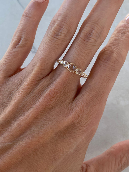 14K Gold Graduated Rose Cut Lab Diamond Ring