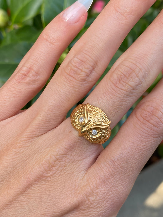18k diamond owl ring size 6