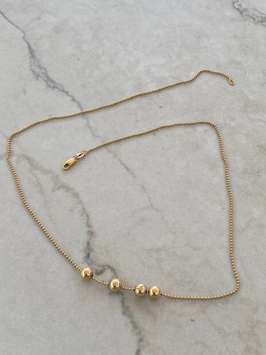 Vintage 14K Gold Sliding Bead Chain Necklace – 20”