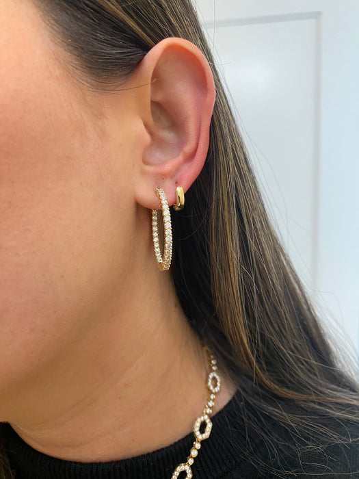 14k 2.5 carat lab diamond hoop earrings