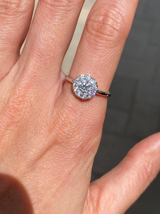 14K White Gold Lab Diamond Halo Ring