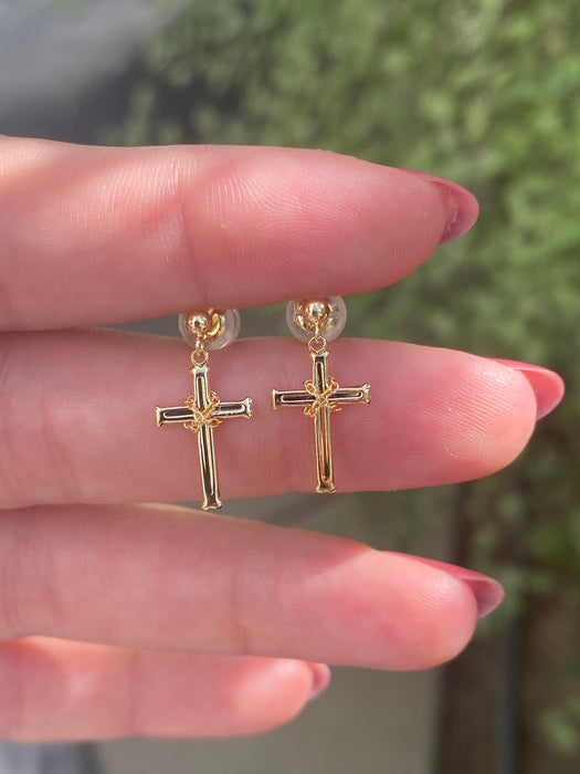 18k cross stud earrings