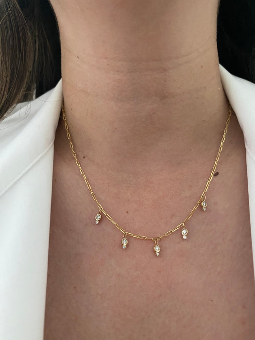 14k diamond paperclip necklace