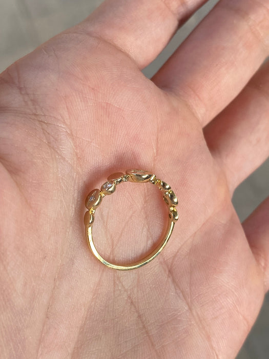 14K Gold Natural Diamond Disc Star Ring