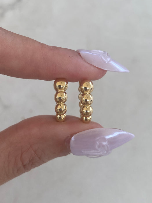 14K Gold Bubble Huggie Hoop Earrings