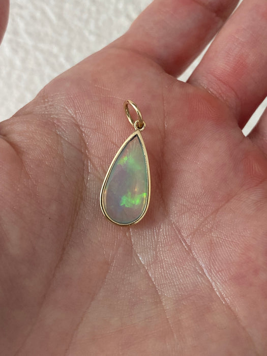 14K 3.75 Carat Bezel-Set Opal Pear Charm