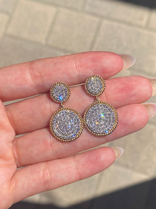 14K 1.9 TCW Natural Diamond Pavé Croissant Disc Drop Earrings