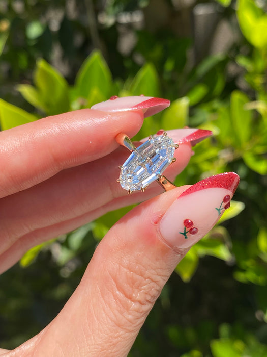 14K Gold 3.50 Carat IGI Certified Lab Diamond Moval Solitaire Ring