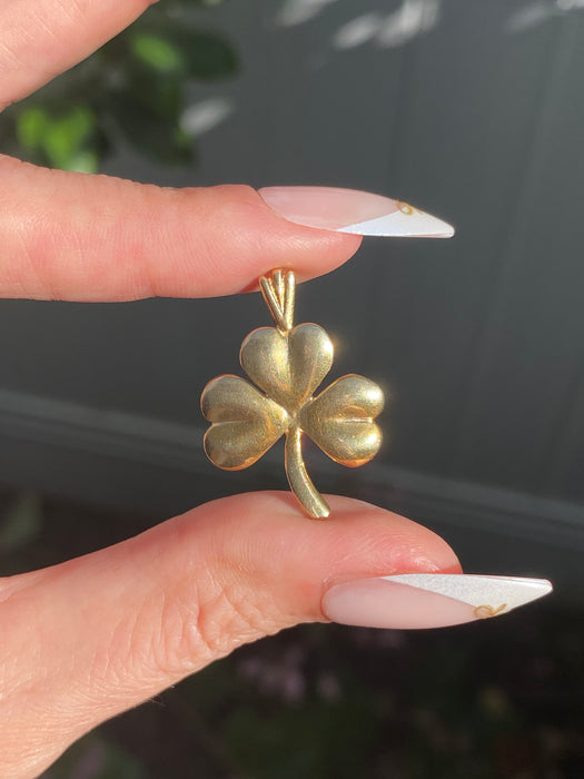 Vintage Michael Anthony 14K Gold Clover Charm Pendant 1985 – Four Leaf Lucky Charm