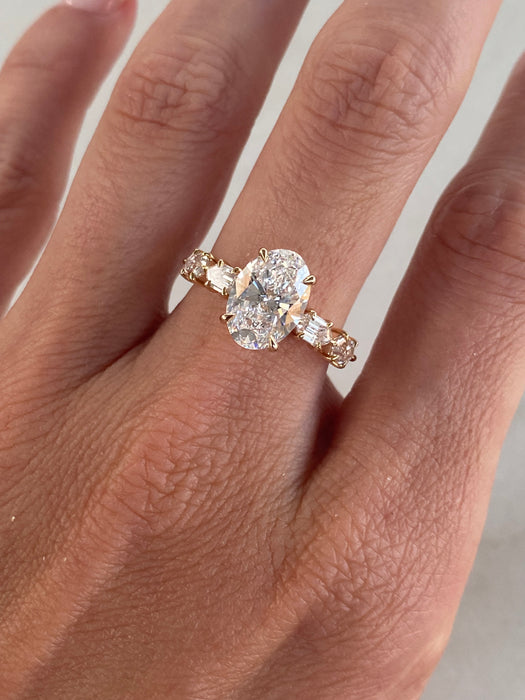 14K 2.83 TCW Oval Lab Diamond Ring