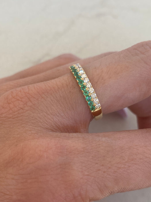 14K Natural Emerald & Diamond Ring