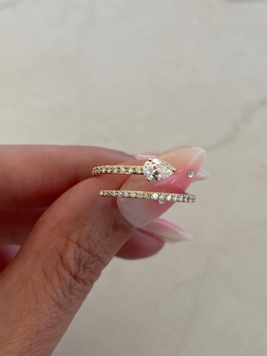 14K Pear Diamond Wrap Ring