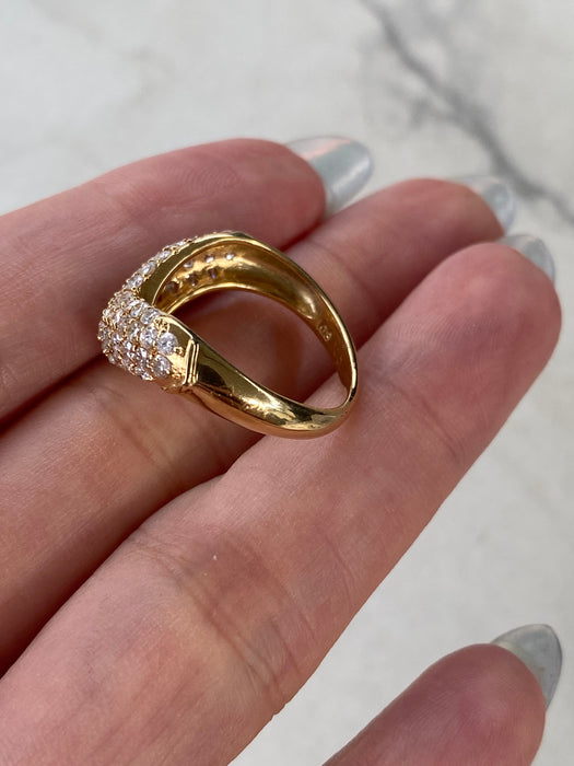 Vintage 18K Natural Diamond Chevron Ring – 1.00 TCW