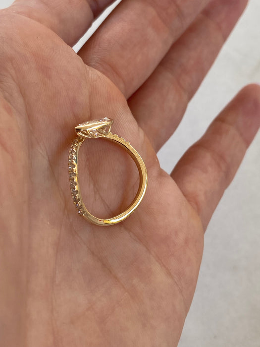14K Wavy Pavé Pear 1.31 TCW Lab Diamond Ring