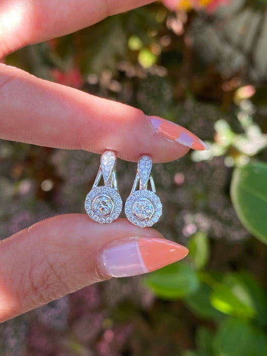 14k white gold diamond huggie earrings