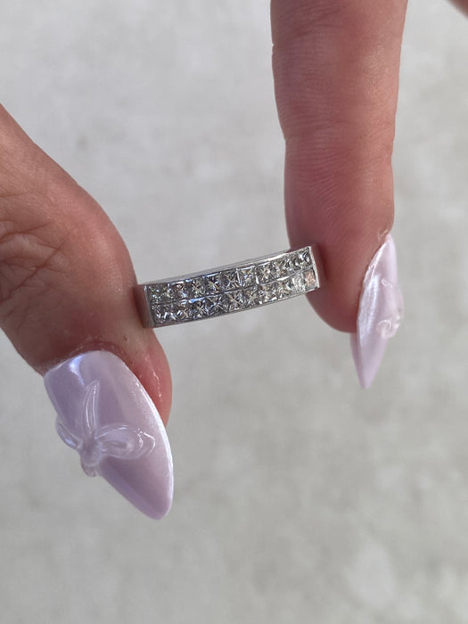 Vintage Platinum Invisible Set Diamond Ring -0.88 TCW