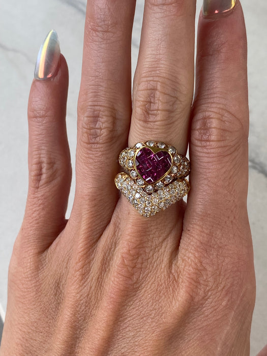 Vintage 18K Natural Diamond Chevron Ring – 1.00 TCW