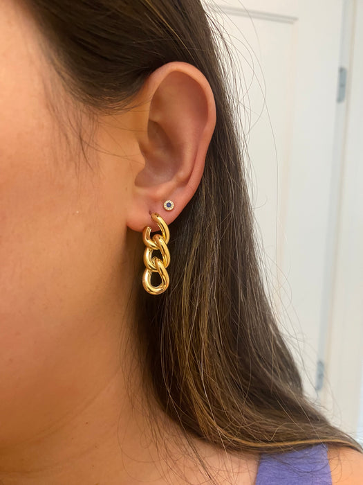 14k puffy curb earrings