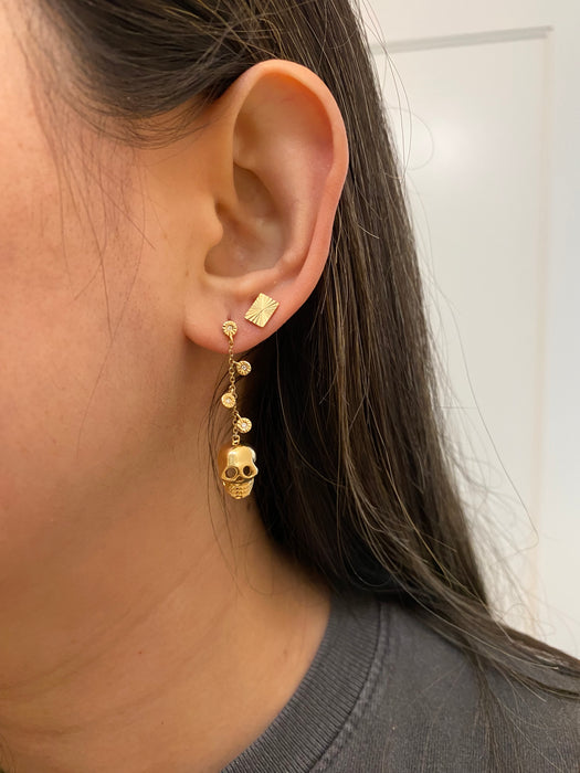 14k diamond skull earrings