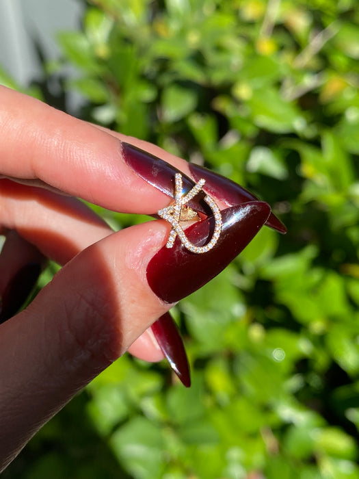 14k single earring diamond letter initial stud