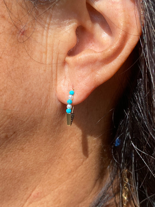 14k diamond arrow turquoise pearl earring charm connector pin