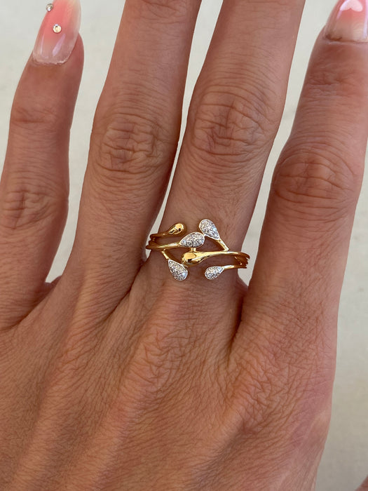 14K Gold Diamond Abstract Ring