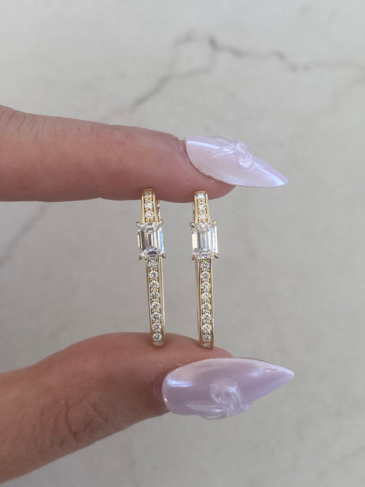 14K 1.7 TCW Lab Diamond Rectangular Inside-Out Hoop Earrings