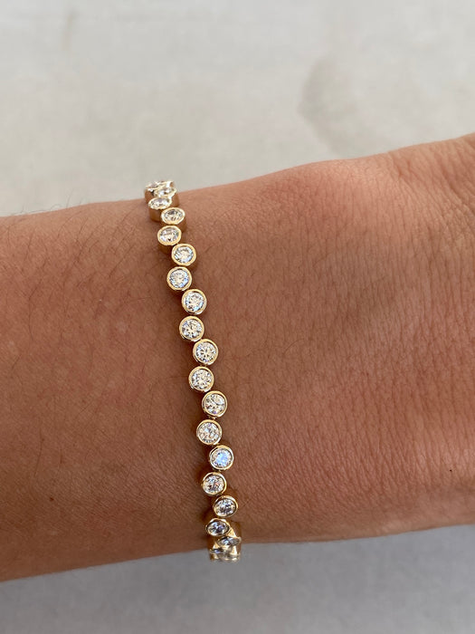 14K 2.5 Carat Lab Diamond Bubble Tennis Bracelet