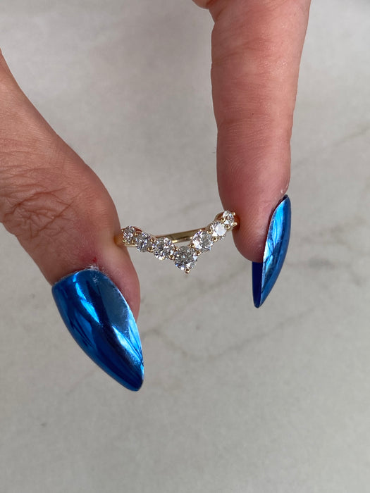 14K Chevron Lab Diamond Ring