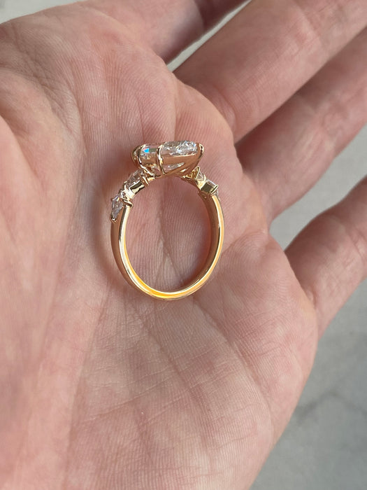 14K 3.51 TCW Step-Cut Pear Lab Diamond Ring