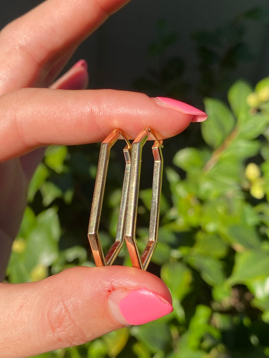 14k pointed geometric hoop earrings