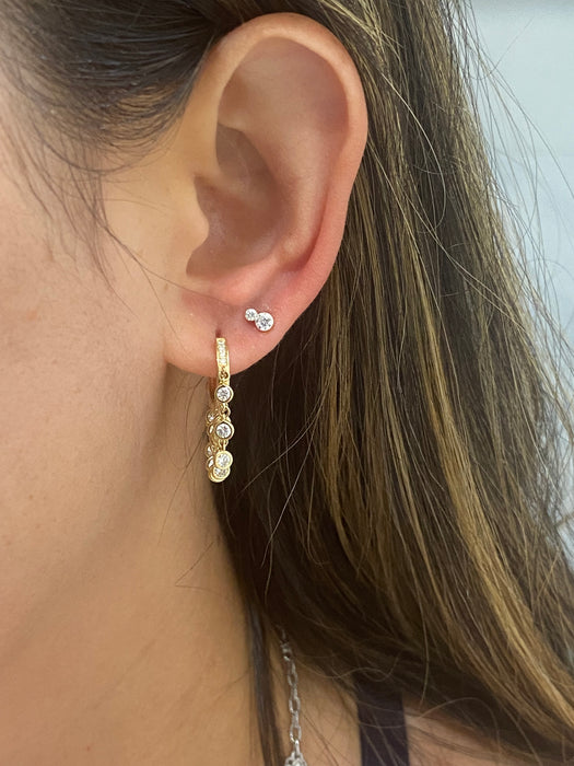 14K Gold Graduated Round Lab Diamond Flat Back Stud Earring- Single