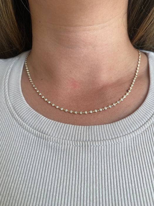 14K 2 TCW Natural Diamond Bezel Set Tennis Necklace